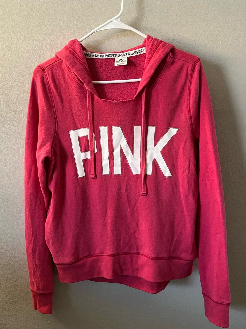 Victoria's Secret PINK Crewneck Hoodie in Bright Pink with White Logo